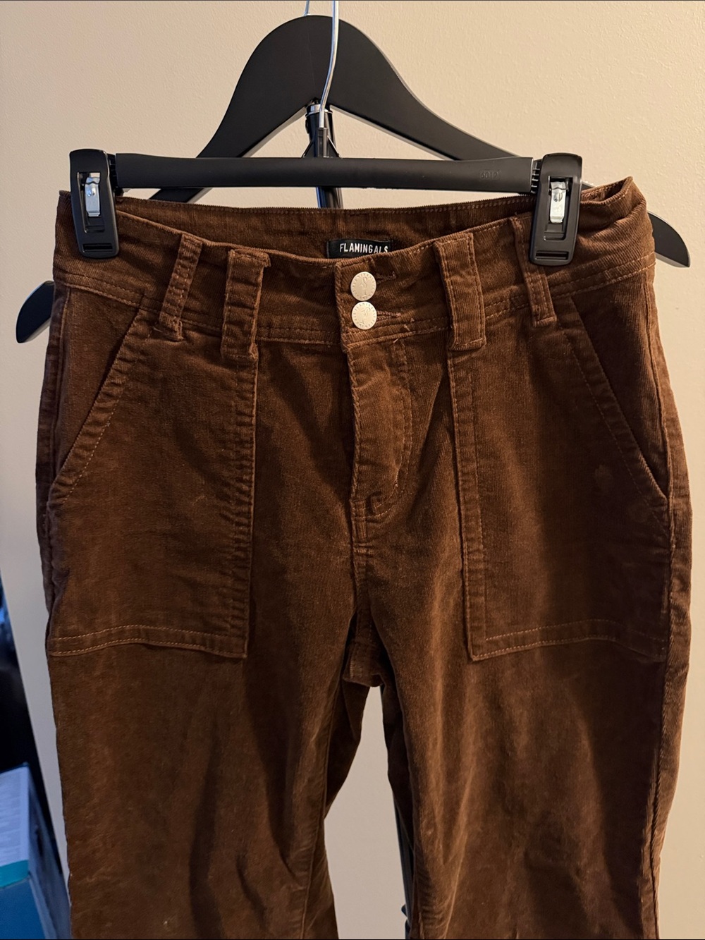 Flamingals Mid-Waist Flare Corduroy Pants Brown. Like new - Picture 3 of 5